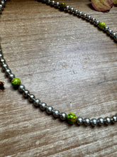 Load image into Gallery viewer, Silver-Plated Chain Necklace – 6mm Beads &amp; 8mm Green Variscite – 18.5&quot;
