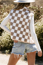 Load image into Gallery viewer, Checkered Sherpa Collared Jacket Vest
