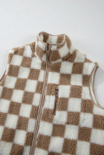 Load image into Gallery viewer, Checkered Sherpa Collared Jacket Vest
