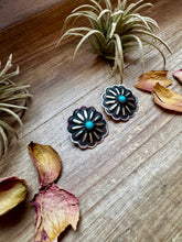 Load image into Gallery viewer, Large Concho Stud Earrings – Turquoise &amp; Sterling Silver
