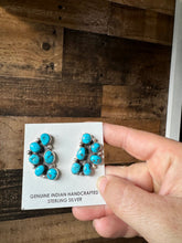 Load image into Gallery viewer, Big Cluster stud earrings - sterling silver and turquoise

