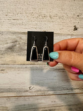 Load image into Gallery viewer, Sterling Silver Pearl &amp; Black Onyx Dangle Earrings
