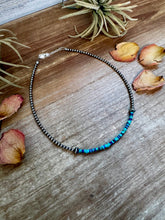 Load image into Gallery viewer, Lapis &amp; Turquoise Heishi Choker – 14&quot; Sterling Silver Beads
