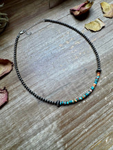 Load image into Gallery viewer, Sterling Silver Pearl Choker with Extra Turquoise &amp; Spiny Oyster
