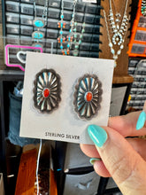 Load image into Gallery viewer, Red Stud Earrings Concho earrings – Sterling Silver
