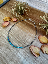 Load image into Gallery viewer, Lapis &amp; Turquoise Heishi Choker – 14&quot; Sterling Silver Beads

