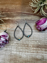 Load image into Gallery viewer, Mixed Turquoise &amp; Spiny Oyster Teardrop Earrings – Sterling Silver Pearls
