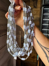 Load image into Gallery viewer, Blue Lace Agate &amp; Sterling Silver Pearl Necklace – 20 ½” Plus Extender

