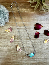 Load image into Gallery viewer, 14 inch long necklace with saucer Sterling Silver Pearls  and turquoise Verasite
