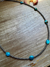Load image into Gallery viewer, 21” Necklace – Sterling Silver Pearls &amp; High-Grade Oval Turquoise
