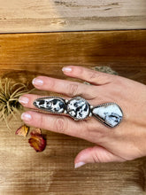 Load image into Gallery viewer, Long Ring - Size 8 1/2 - White Buffalo Ring &amp; sterling silver

