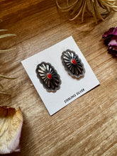 Load image into Gallery viewer, Red Stud Earrings Concho earrings – Sterling Silver
