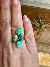Load image into Gallery viewer, Adjustable Ring with 4 Green Turquoise Stones
