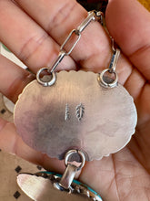 Load image into Gallery viewer, Massive Lariat Necklace – Kingman Turquoise – 19.5 Inch Sterling Silver Paperclip Chain – 8 Inch Drop – Native Made by T. Nez Sr.

