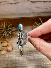 Load image into Gallery viewer, The Kachina Ring – Size 8 – Sterling Silver – Kingman Turquoise – Navajo Handmade
