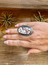 Load image into Gallery viewer, Adjustable Ring – Wild Horse Stone – Sterling Silver – Ned Nez Navajo Handmade
