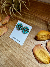 Load image into Gallery viewer, Cluster Turquoise Stud Earrings – Native Made, Sterling Silver
