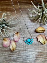 Load image into Gallery viewer, Smaller Cluster Necklace – Kingman Turquoise on Liquid Silver Chain, 18 Inch – USA Made
