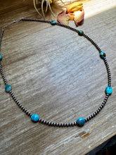 Load image into Gallery viewer, 21” Necklace – Sterling Silver Pearls &amp; High-Grade Oval Turquoise
