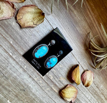 Load image into Gallery viewer, Golden Hill Turquoise Dangle Earrings – Sterling Silver, Post Style, USA Made
