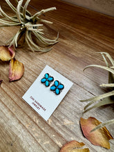 Load image into Gallery viewer, Zuni Stud Earrings – Turquoise &amp; Sterling Silver
