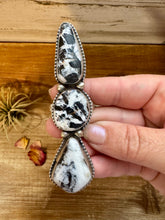Load image into Gallery viewer, Long Ring - Size 8 1/2 - White Buffalo Ring &amp; sterling silver
