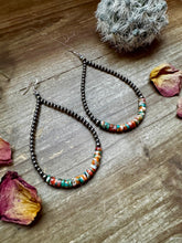 Load image into Gallery viewer, 3 mm teardrop earrings Sterling Silver Pearls with orange spiny/Turquoise
