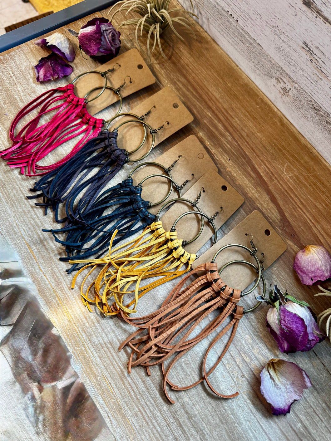 10 options Deer Skin Leather Hoop Earrings – 6.5