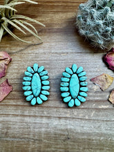 Load image into Gallery viewer, Mint Concho Large Clay Stud Earrings
