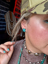 Load image into Gallery viewer, Zuni Stud Earrings – Turquoise &amp; Sterling Silver
