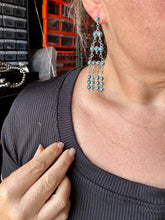 Load image into Gallery viewer, Sterling Silver &amp; Kingman Turquoise Chandelier Earrings – Made in USA
