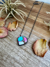 Load image into Gallery viewer, Cotton Candy Turquoise Bar Necklace – Freeform Shape – 18&quot; Sterling Chain – Tia Long, Navajo Handmade
