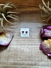 Load image into Gallery viewer, Mini Heart Stud Earrings – Red Inlay – Sterling Silver – Zuni Made
