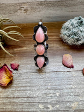 Load image into Gallery viewer, Long Ring -adjustable - pink conch and sterling silver III
