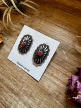 Load image into Gallery viewer, Red Stud Earrings Concho earrings – Sterling Silver
