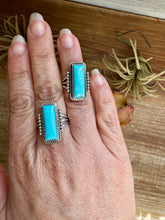 Load image into Gallery viewer, Kingman Turquoise Ring – Sterling Silver by Navajo Artist Daniel Benally
