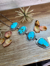 Load image into Gallery viewer, Massive Lariat Necklace – Kingman Turquoise – 19.5 Inch Sterling Silver Paperclip Chain – 8 Inch Drop – Native Made by T. Nez Sr.
