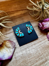 Load image into Gallery viewer, Kingman Turquoise Cluster Earrings – Sterling Silver
