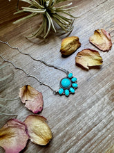 Load image into Gallery viewer, Smaller Cluster Necklace – Kingman Turquoise on Liquid Silver Chain, 18 Inch – USA Made
