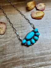 Load image into Gallery viewer, Kingman Turquoise Long Cluster Necklace – 19&quot; Paperclip Chain
