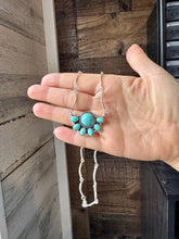 Load image into Gallery viewer, Smaller Cluster Necklace – Kingman Turquoise on Liquid Silver Chain, 18 Inch – USA Made
