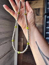 Load image into Gallery viewer, Silver-Plated Chain Necklace – 6mm Beads &amp; 8mm Green Variscite – 18.5&quot;

