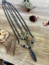 Load image into Gallery viewer, Men black chain with arrow and real turquoise
