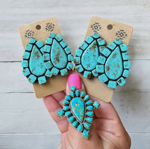 Load image into Gallery viewer, Big Turquoise Clay Earrings
