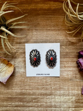 Load image into Gallery viewer, Red Stud Earrings Concho earrings – Sterling Silver
