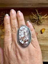 Load image into Gallery viewer, Adjustable Ring – Wild Horse Stone – Sterling Silver – Ned Nez Navajo Handmade
