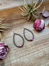 Load image into Gallery viewer, Dyed Pink Turquoise &amp; Sterling Silver Pearl Teardrop Earrings – 3"
