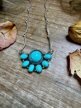 Load image into Gallery viewer, Smaller Cluster Necklace – Kingman Turquoise on Liquid Silver Chain, 18 Inch – USA Made
