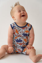 Load image into Gallery viewer, Blue Dino Shorty Tank Romper
