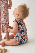 Load image into Gallery viewer, Blue Dino Shorty Tank Romper
